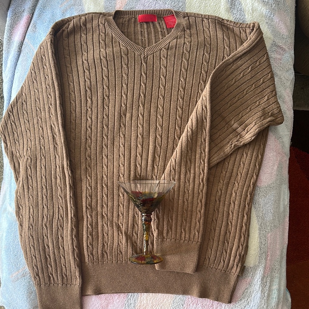 Unisex Izod Brown Cable Knit Sweater